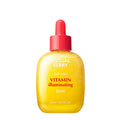 Yellow serum bottle with red cap on a white background
